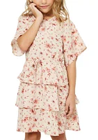 Girls 7-16 Floral Printed Tiered Dress