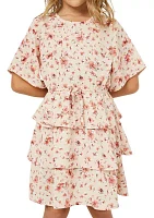 Girls 7-16 Floral Printed Tiered Dress