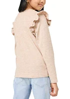 Girls 7-16 Ruffled Long Sleeve Pocket Top