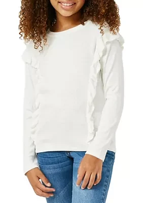 Girls 7-16 Marled Ribbed Knit Top