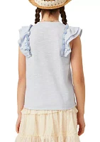 Girls 7-16 Marled Textured Ruffle Rib Knit Tank Top