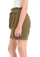 Girls 7-16 Garment Dyed Tencel Paper Bag Shorts