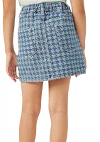 Girls 7-16 Houndstooth Print Denim Skirt