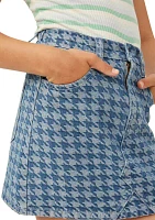 Girls 7-16 Houndstooth Print Denim Skirt