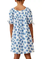 Girls 7-16 Floral Print Square Neck Dress