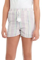 Girls 7-16 Tassel Tie Textured Striped Shorts