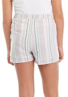 Girls 7-16 Tassel Tie Textured Striped Shorts