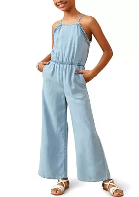 Girls 7-16 Ruffled Halter Wide Leg Jumpsuit