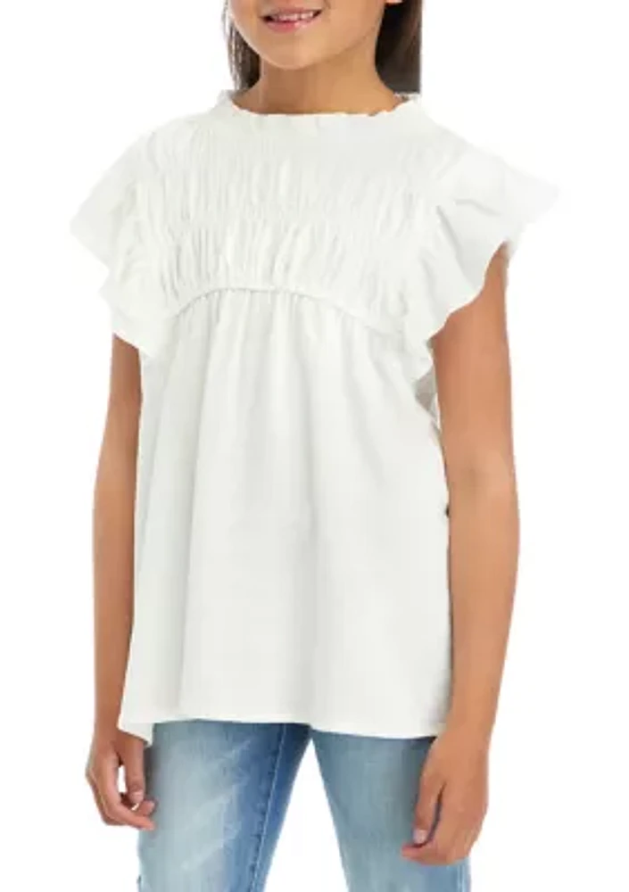 Girls 7-16 Textured Ruffle Detailed Top