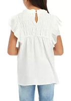 Girls 7-16 Textured Ruffle Detailed Top