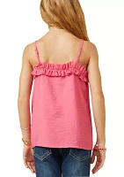 Girls 7-16 Textured Exaggerated Ruffle Cami Tank Top