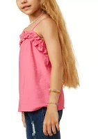 Girls 7-16 Textured Exaggerated Ruffle Cami Tank Top