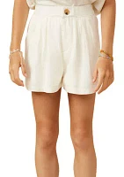 Girls 7-16 Pleated Detail Button Front Shorts