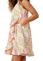 Girls 7-16 Abstract Multicolor Dot Ruffled Tank Dress