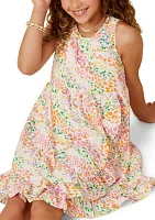 Girls 7-16 Abstract Multicolor Dot Ruffled Tank Dress