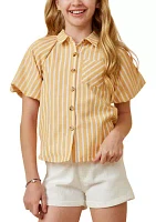 Girls 7-16 Striped Button Down Top