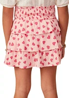 Girls 7-16 Smocked Tiered Heart Printed Skirt