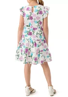 Girls 7-16 Floral Print Ruffle Dress