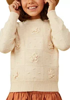 Girls 7-16 Yarn 3D Flower Appliqué Sweater