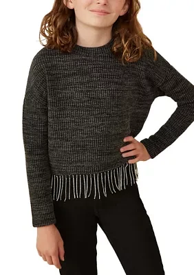 Girl 7-16 Ribbed Knit Fringe Top