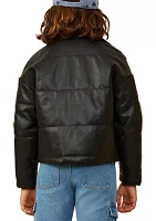 Girls 7-16 Faux Leather Puffer Jacket