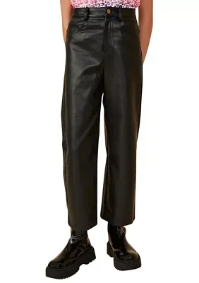 Girls 7-16 Faux Leather Straight Leg Pants