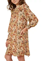 Girls 7-16 3/4 Sleeve Floral Printed Dress