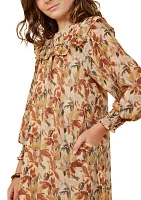 Girls 7-16 3/4 Sleeve Floral Printed Dress