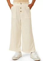 Girls 7-16 Wide Leg Pants with Button Placket