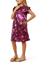 Girls 7-16 Sequin Star Printed Shift Dress