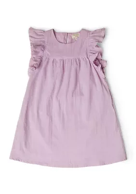 Girls 4-6x Textured Lace Trim Ruffle Dress