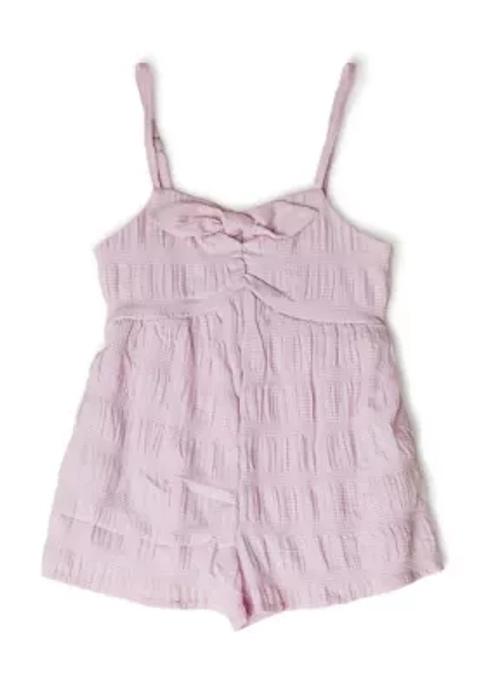 Girls 4-6x Textured Bow Front Romper