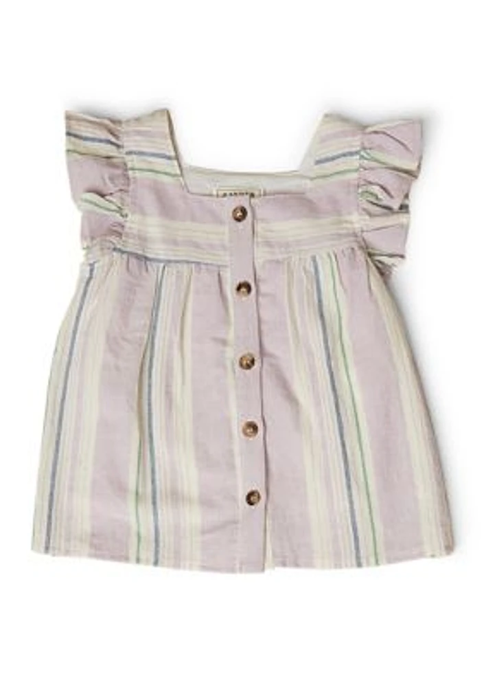 Girls 4-6x Striped Square Neck Top