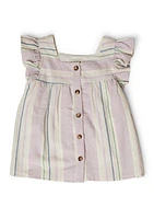 Girls 4-6x Striped Square Neck Top