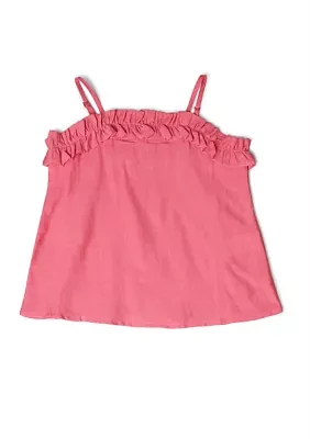 Girls 4-6x Textured Exaggerated Ruffle Tank Top