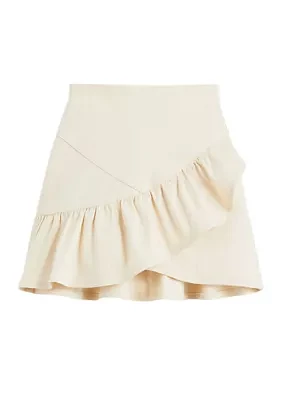 Girls 4-6x Cotton Poplin Asymmetrical Ruffle Skirt