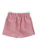 Girls 4-6x Pleated Detail Textured Checkered Printed Shorts