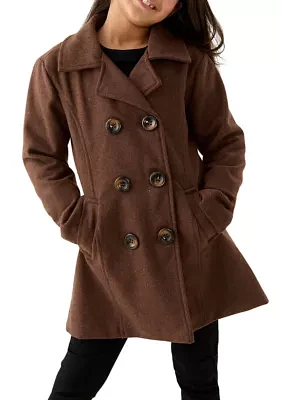 Girls 7-16 Faux Wool Peacoat