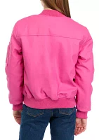 Girls 7-16 Pleather Bomber Jacket