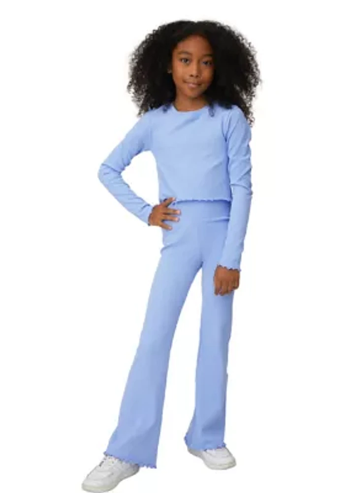 Girls 7-16 Ribbed Crew Neck and Pants Set