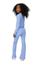 Girls 7-16 Ribbed Crew Neck and Pants Set