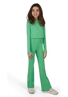 Girls 7-16 Seamless Lettuce Edge Top with Flare Pants