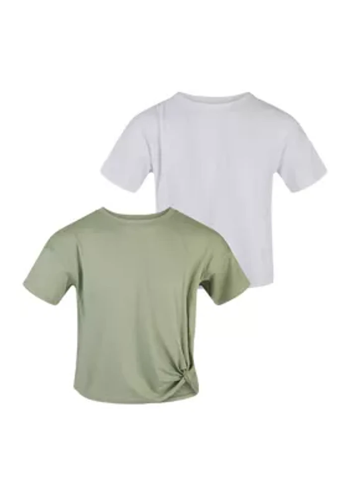 Girls 7-16 Boxy Cropped Knot Front Solid T-Shirt - 2 Pack