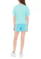 Girls 7-16 Boxy Cropped T-Shirt with Woven Cargo Shorts Set