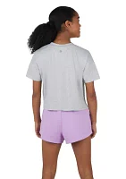 Girls 7-16 Soft Cropped Short Sleeve T-Shirt and Shorts Set