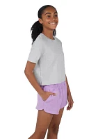 Girls 7-16 Soft Cropped Short Sleeve T-Shirt and Shorts Set