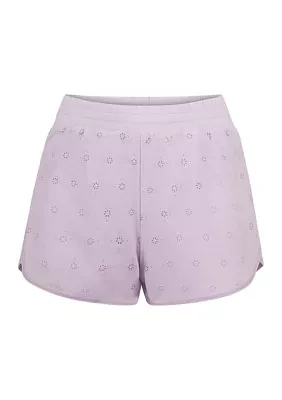 Girls 7-16 Solid Lazer Eyelet Shorts