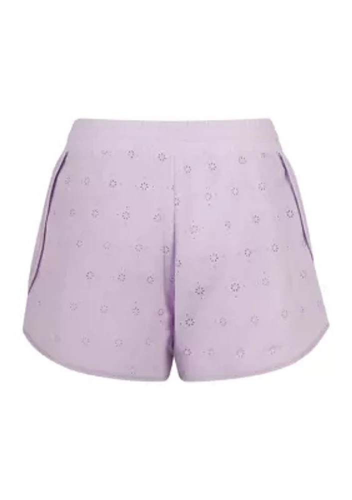 Girls 7-16 Solid Lazer Eyelet Shorts