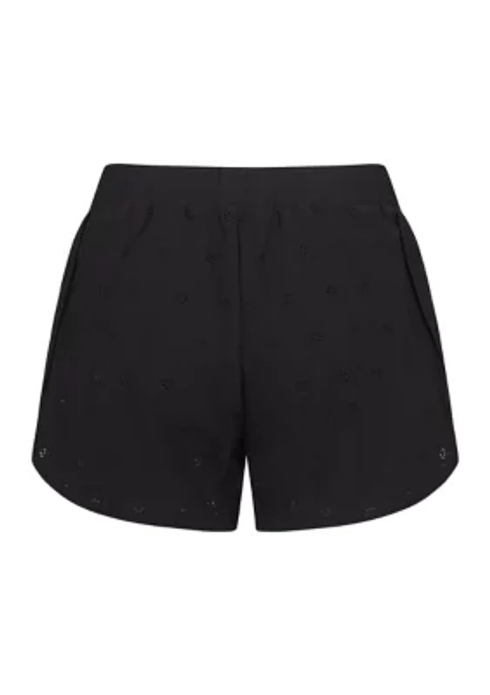 Girls 7-16 Solid Lazer Eyelet Shorts