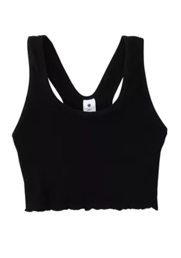 Girls 7-16 Seamless Rib Lettuce Edge Racerback Tank Top